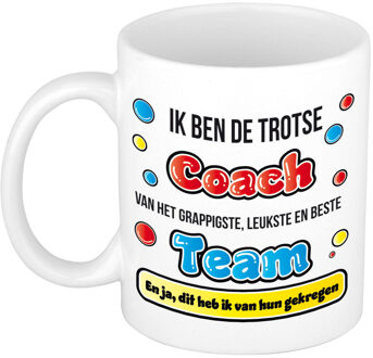 Bellatio Decorations cadeau mok voor coach - grappig - keramiek - 300 ml - feest mokken Rood