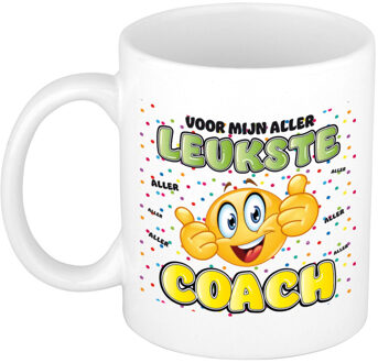 Bellatio Decorations cadeau mok voor coach - grappig - keramiek - 300 ml - leukste coach - feest mokken Groen