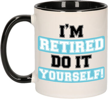 Bellatio Decorations Cadeau mok voor collega - afscheid/pensioen - blauw/zwart - keramiek - 300 ml