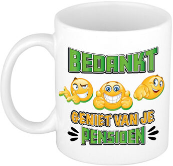 Bellatio Decorations Cadeau mok voor collega - afscheid/pensioen - groen/wit - keramiek - 300 ml