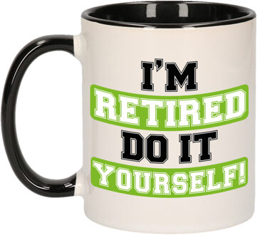 Bellatio Decorations Cadeau mok voor collega - afscheid/pensioen - groen/zwart - keramiek - 300 ml