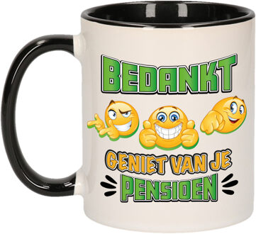 Bellatio Decorations Cadeau mok voor collega - afscheid/pensioen - groen/zwart - keramiek - 300 ml