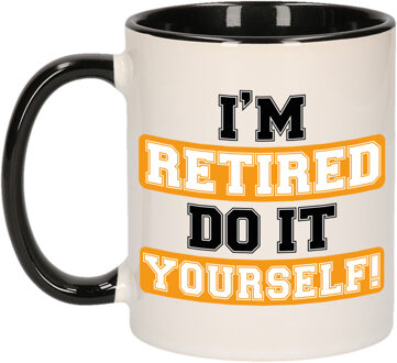 Bellatio Decorations Cadeau mok voor collega - afscheid/pensioen - oranje/zwart - keramiek - 300 ml