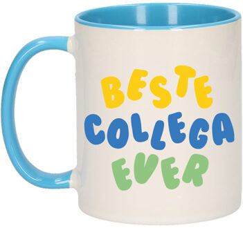 Bellatio Decorations Cadeau mok voor collega - beste collega ever - blauw - keramiek - 300 ml