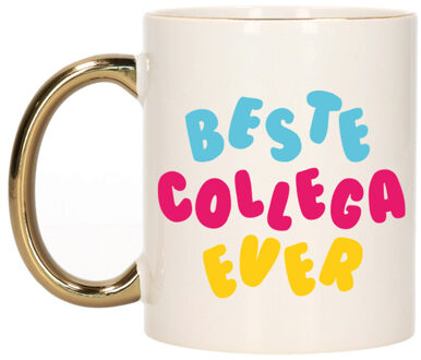Bellatio Decorations Cadeau mok voor collega - beste collega ever - roze/goud - keramiek - 300 ml