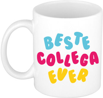Bellatio Decorations Cadeau mok voor collega - beste collega ever - wit - keramiek - 300 ml Multi