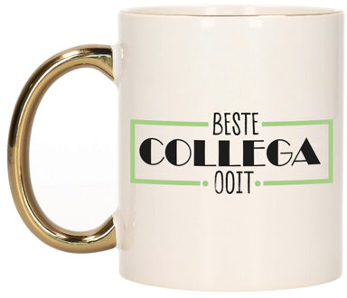 Bellatio Decorations Cadeau mok voor collega - beste collega ooit - groen/goud - keramiek - 300 ml
