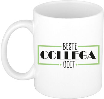 Bellatio Decorations Cadeau mok voor collega - beste collega ooit - groen/wit - keramiek - 300 ml
