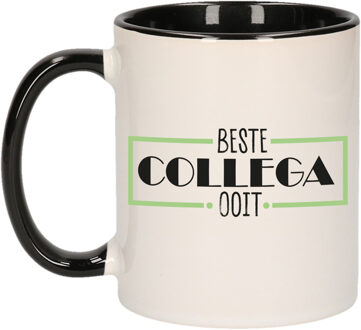 Bellatio Decorations Cadeau mok voor collega - beste collega ooit - groen/zwart - keramiek - 300 ml