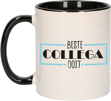 Bellatio Decorations Cadeau mok voor collega - beste collega ooit - zwart - keramiek - 300 ml