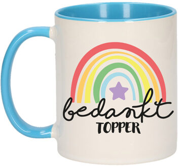 Bellatio Decorations Cadeau mok voor collega - blauw - bedankt - afscheid/pensioen - keramiek - 300 ml