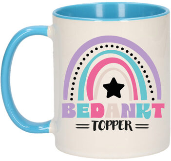 Bellatio Decorations Cadeau mok voor collega - blauw - bedankt topper - afscheid/pensioen - keramiek - 300 ml