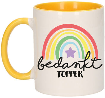 Bellatio Decorations Cadeau mok voor collega - geel - bedankt - afscheid/pensioen - keramiek - 300 ml