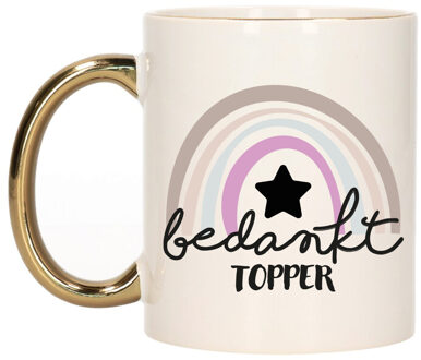 Bellatio Decorations Cadeau mok voor collega - goud - bedankt - afscheid/pensioen - keramiek - 300 ml Goudkleurig