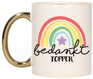 Bellatio Decorations Cadeau mok voor collega - goud - bedankt - afscheid/pensioen - keramiek - 300 ml Goudkleurig