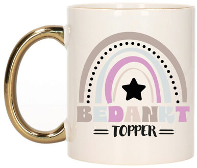 Bellatio Decorations Cadeau mok voor collega - goud - bedankt topper - afscheid/pensioen - keramiek - 300 ml