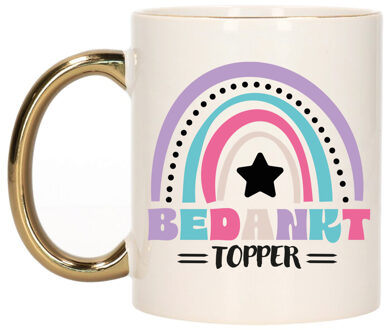 Bellatio Decorations Cadeau mok voor collega - goud - bedankt topper - afscheid/pensioen - keramiek - 300 ml