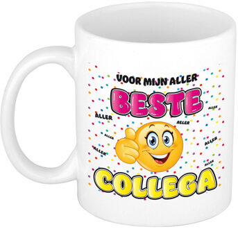 Bellatio Decorations cadeau mok voor collega - grappig - keramiek - 300 ml - beste collega - feest mokken Roze