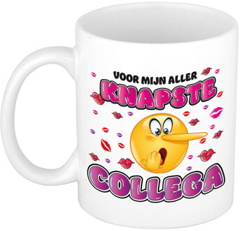 Bellatio Decorations cadeau mok voor collega - grappig - keramiek - 300 ml - knapste collega - feest mokken Roze