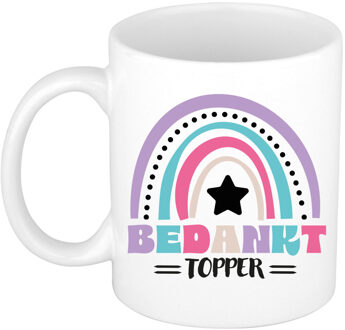 Bellatio Decorations Cadeau mok voor collega - wit - bedankt topper - afscheid/pensioen - keramiek - 300 ml