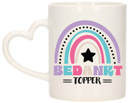 Bellatio Decorations Cadeau mok voor collega - wit hartjes oor - bedankt topper - afscheid/pensioen - keramiek - 300 ml Creme