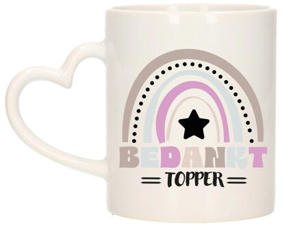 Bellatio Decorations Cadeau mok voor collega - wit hartjes oor - bedankt topper - afscheid/pensioen - keramiek - 300 ml