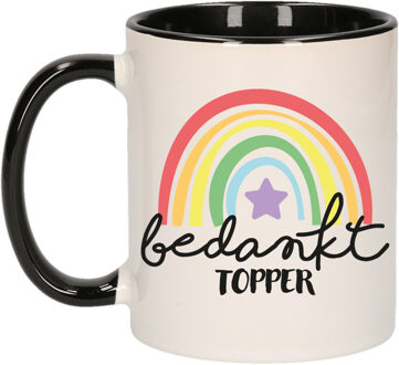 Bellatio Decorations Cadeau mok voor collega - zwart - bedankt - afscheid/pensioen - keramiek - 300 ml