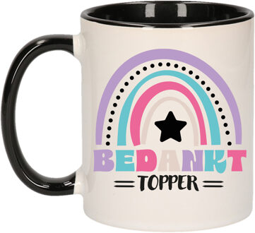 Bellatio Decorations Cadeau mok voor collega - zwart - bedankt topper - afscheid/pensioen - keramiek - 300 ml