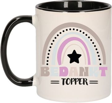 Bellatio Decorations Cadeau mok voor collega - zwart - bedankt topper - afscheid/pensioen - keramiek - 300 ml