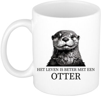 Bellatio Decorations Cadeau mok voor de familie Otter - het leven is beter met - wit - keramiek - 300 ml