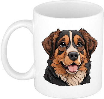Bellatio Decorations Cadeau mok voor honden liefhebbers - Benner Sennenhond - Cartoon tekening - keramiek - 300 ml