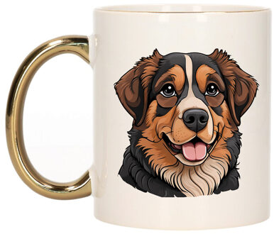 Bellatio Decorations Cadeau mok voor honden liefhebbers - Benner Sennenhond - goud - Cartoon - keramiek - 300 ml