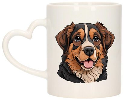Bellatio Decorations Cadeau mok voor honden liefhebbers - Benner Sennenhond - hartje - Cartoon - keramiek - 300 ml