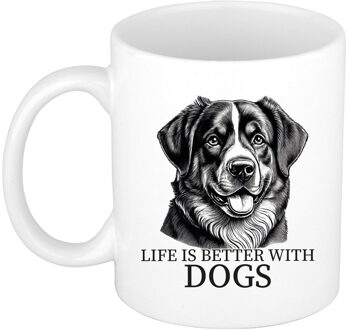 Bellatio Decorations Cadeau mok voor honden liefhebbers - Berner Sennenhond - wit - keramiek - 300 ml