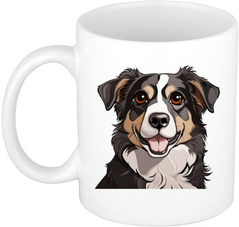 Bellatio Decorations Cadeau mok voor honden liefhebbers - Bordercollie - Cartoon tekening - keramiek - 300 ml