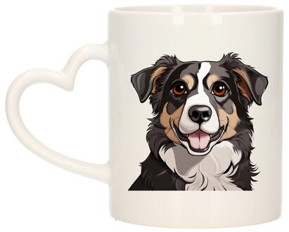 Bellatio Decorations Cadeau mok voor honden liefhebbers - Bordercollie - hartje - Cartoon - keramiek - 300 ml