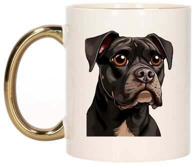 Bellatio Decorations Cadeau mok voor honden liefhebbers - Boxer - goud - Cartoon - keramiek - 300 ml