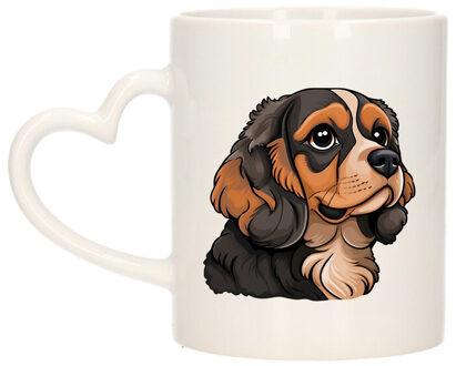 Bellatio Decorations Cadeau mok voor honden liefhebbers - Cavalier King Charles - hartje - Cartoon - keramiek - 300 ml