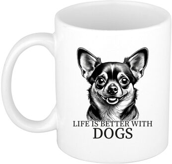 Bellatio Decorations Cadeau mok voor honden liefhebbers - Chihuahua - wit - keramiek - 300 ml