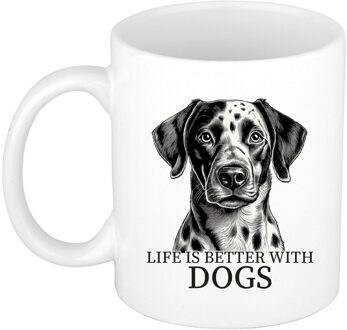 Bellatio Decorations Cadeau mok voor honden liefhebbers - Dalmatier - wit - keramiek - 300 ml