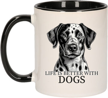 Bellatio Decorations Cadeau mok voor honden liefhebbers - Dalmatier - zwart - keramiek - 300 ml
