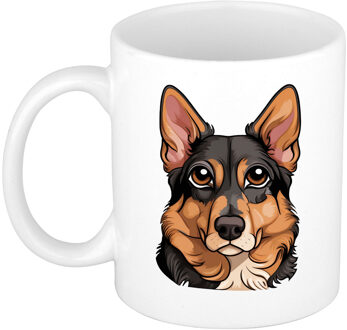 Bellatio Decorations Cadeau mok voor honden liefhebbers - Duitse Herdershond - Cartoon tekening - keramiek - 300 ml