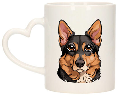 Bellatio Decorations Cadeau mok voor honden liefhebbers - Duitse Herdershond - hartje - Cartoon - keramiek - 300 ml