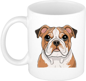 Bellatio Decorations Cadeau mok voor honden liefhebbers - Engelse buldog - Cartoon tekening - keramiek - 300 ml