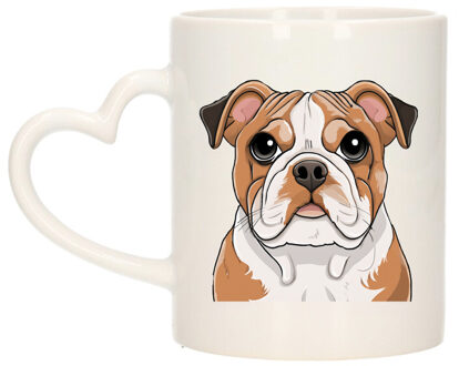 Bellatio Decorations Cadeau mok voor honden liefhebbers - Engelse Buldog - hartje - Cartoon - keramiek - 300 ml