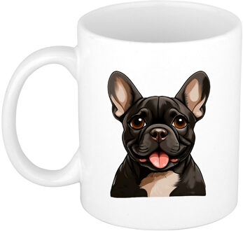 Bellatio Decorations Cadeau mok voor honden liefhebbers - Franse buldog - Cartoon tekening - keramiek - 300 ml