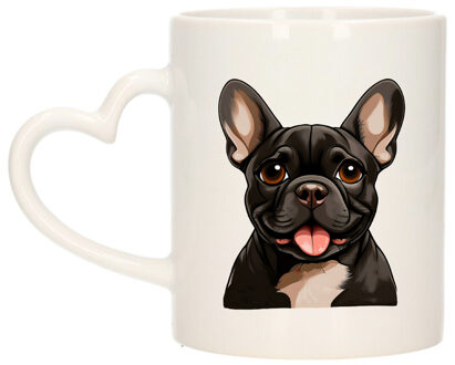 Bellatio Decorations Cadeau mok voor honden liefhebbers - Franse Buldog - hartje - Cartoon - keramiek - 300 ml