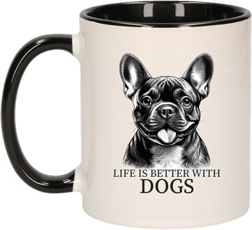 Bellatio Decorations Cadeau mok voor honden liefhebbers - Franse Bulldog - zwart - keramiek - 300 ml