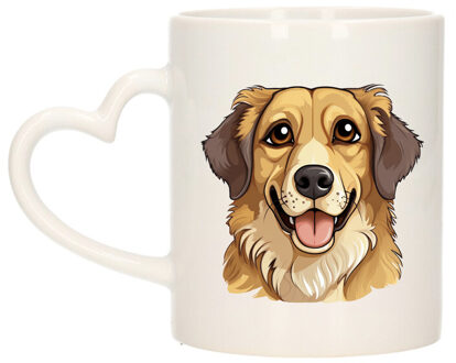 Bellatio Decorations Cadeau mok voor honden liefhebbers - Golden Retriever - hartje - Cartoon - keramiek - 300 ml