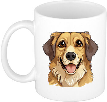Bellatio Decorations Cadeau mok voor honden liefhebbers - Golden Retriever hond - Cartoon tekening - keramiek - 300 ml